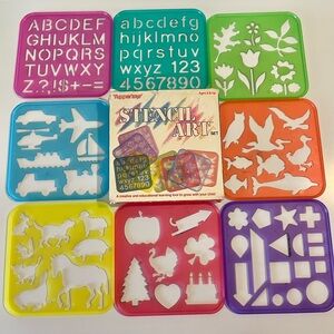 1987 Tupperware Tuppertoys Stencil Art Complete 8 Stencils Box Pre-Owned Ck Pics